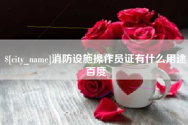 鹤壁消防设施操作员证有什么用途百度